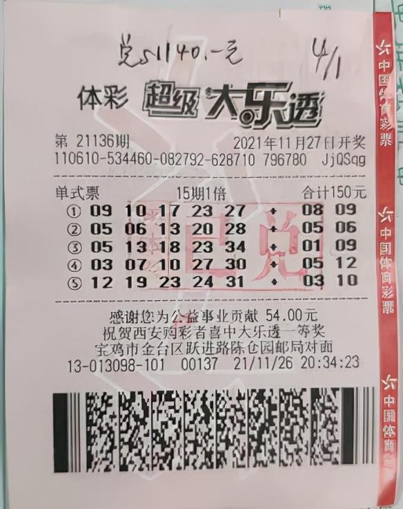 大乐透奖票曝光,曝光大乐透奖票，揭开彩票背后的神秘面纱